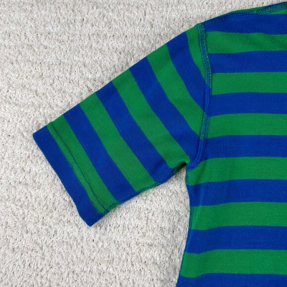 Hanna Andersson Boys Pajama Top 160 (US 14) Blue Green Striped Short Sleeve - Picture 4 of 8